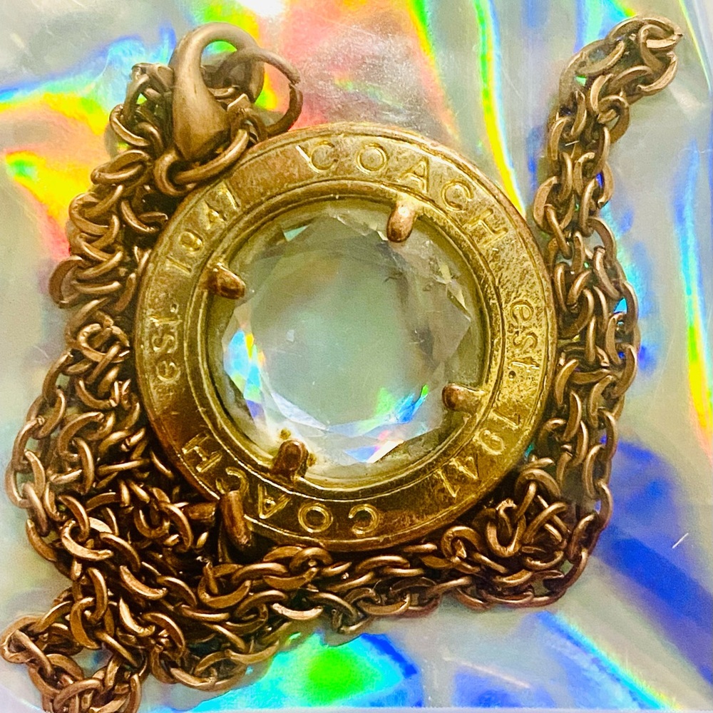 Coach vintage charm necklace on 16" brass chain Euc - Picture 2 of 3